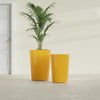 Tegel Large Round Fiberglass Planter - 22 in x 22 in x 30 in - Gloss Saffron - Gloss Saffron,22 in x 22 in x 30 in