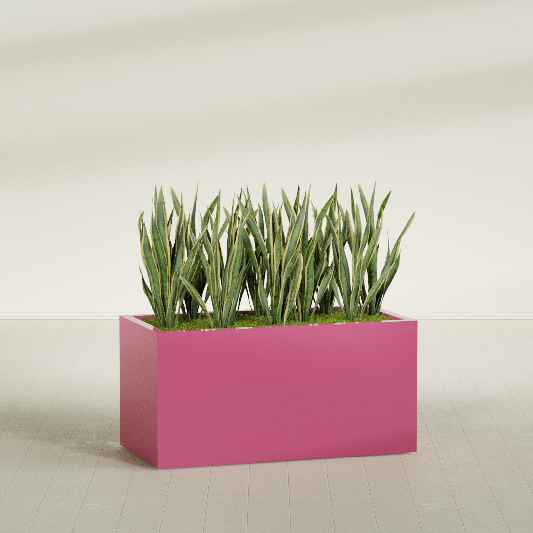 Granada Extra Large Long Rectangle Fiberglass Planter - 48 in x 24 in x 24 in - Gloss Pink Violet - Gloss Pink Violet,48 in x 24 in x 24 in