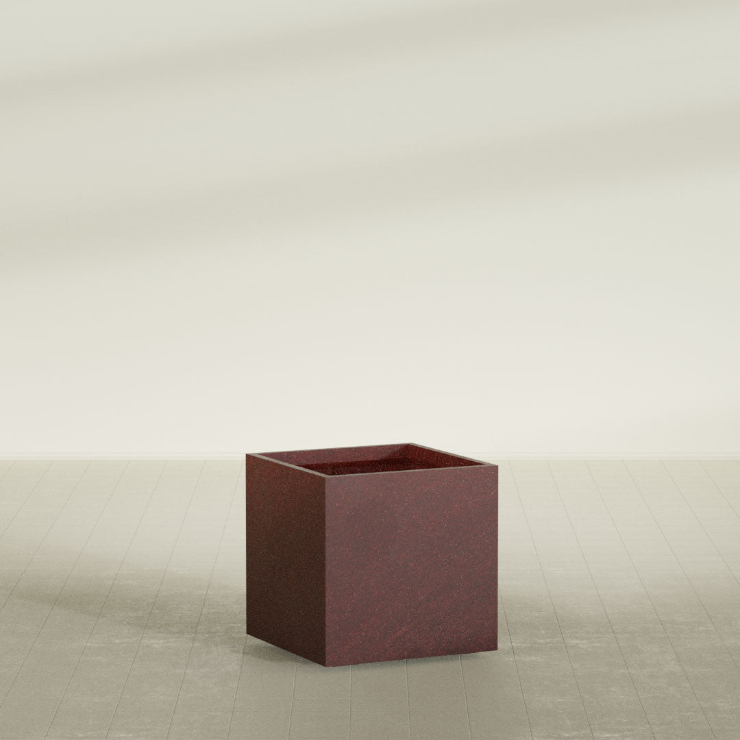 ProTone Fiberglass Premium Finish Large Cube Square Planter - 32 in x 32 in x 32 in - Weathered Steel - Rust - Weathered Steel - Rust,32 in x 32 in x 32 in