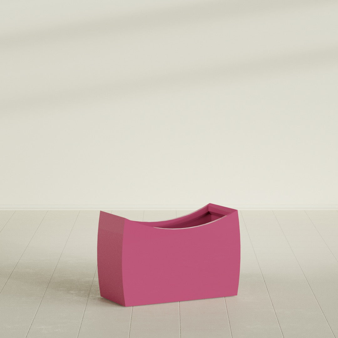Seoul Large Curved Abstract Fiberglass Planter - 36 in x 16 in x 24 in - Gloss Pink Violet - Gloss Pink Violet,36 in x 16 in x 24 in