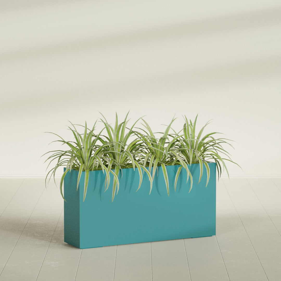 Hollywood Extra Large Narrow Rectangle Fiberglass Planter - 48 in x 12 in x 24 in - Satin Sea Foam - Satin Sea Foam,48 in x 12 in x 24 in