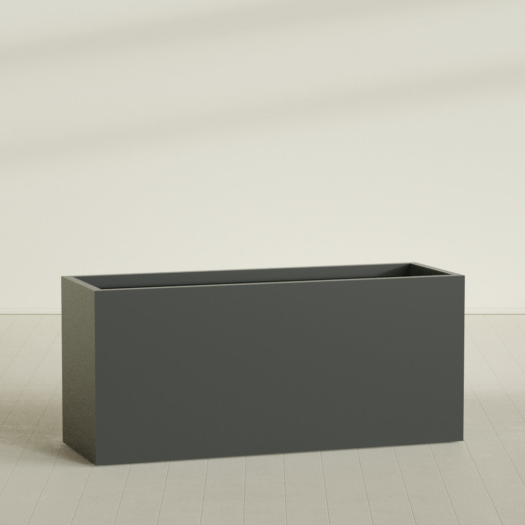 Brisbane Extra Large Long Rectangle Fiberglass Planter - 72 in x 24 in x 32 in - Matte Charcoal - Matte Charcoal,72 in x 24 in x 32 in