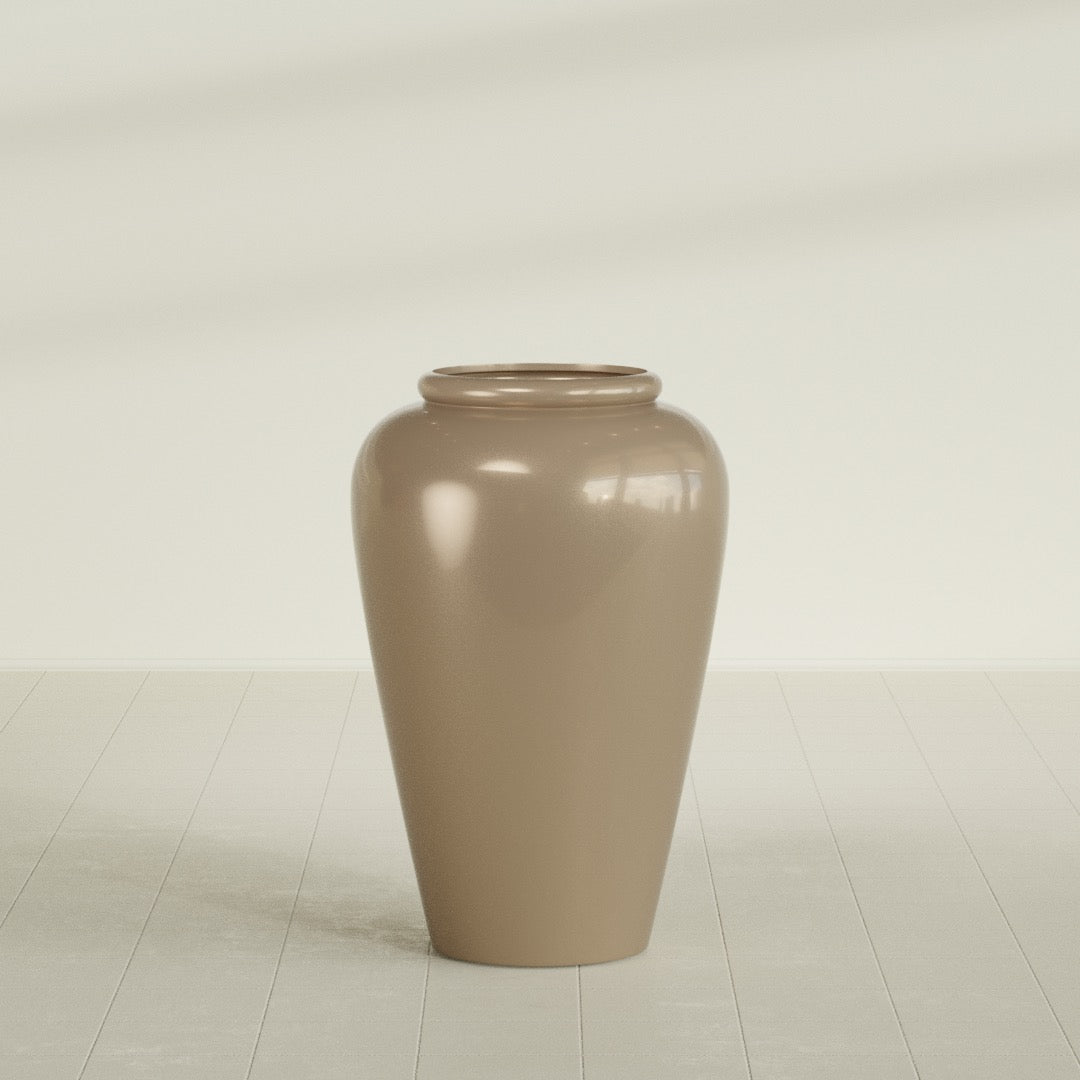 Bara Jar Large Round Fiberglass Planter - 24 in x 24 in x 37 in - Metallic Gold - Metallic Gold,24 in x 24 in x 37 in