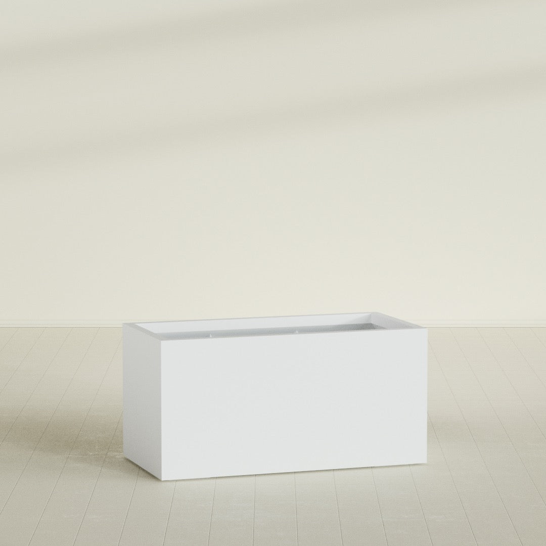 Granada Extra Large Long Rectangle Fiberglass Planter - 48 in x 24 in x 24 in - Gloss White - Gloss White,48 in x 24 in x 24 in