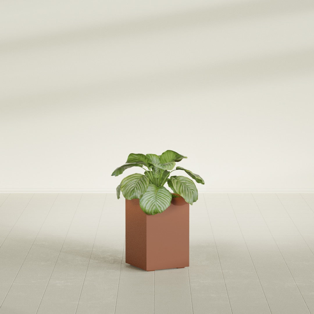 Miami Small Rectangle Fiberglass Planter - 12 in x 12 in x 18 in - Matte Terracotta - Matte Terracotta,12 in x 12 in x 18 in