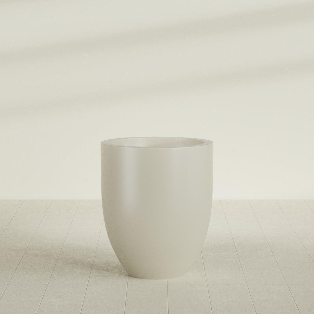 Valencia Large Round Fiberglass Planter - 27 in x 27 in x 31 in - Satin Beige - Satin Beige,27 in x 27 in x 31 in