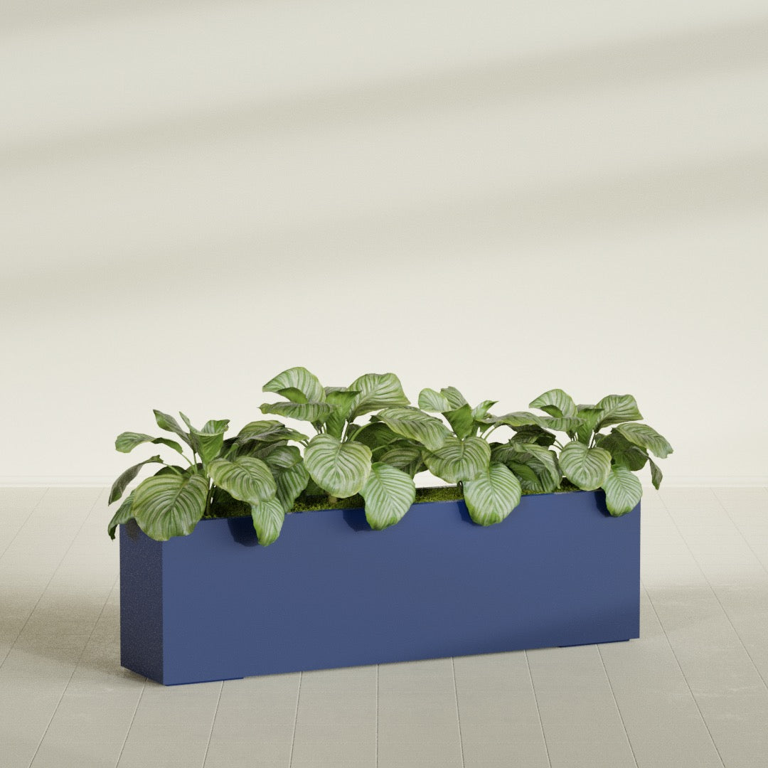 Miami Extra Large Narrow Rectangle Fiberglass Planter - 60 in x 12 in x 18 in - Matte Cobalt Blue - Matte Cobalt Blue,60 in x 12 in x 18 in