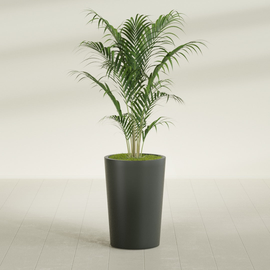 Tegel Medium Round Fiberglass Planter - 18 in x 18 in x 26 in - Matte Charcoal - Matte Charcoal,18 in x 18 in x 26 in