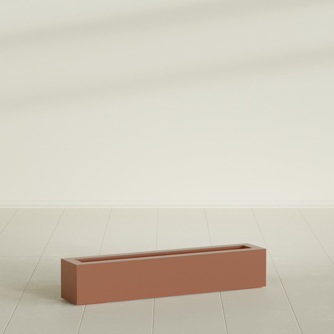 Salon Large Tall Rectangle Fiberglass Planter - 42 in x 8 in x 8 in - Matte Terracotta - Matte Terracotta,42 in x 8 in x 8 in