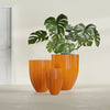 Alicante Small Round Fiberglass Planter - 15 in x 15 in x 21 in - Gloss Tangerine - Gloss Tangerine,15 in x 15 in x 21 in