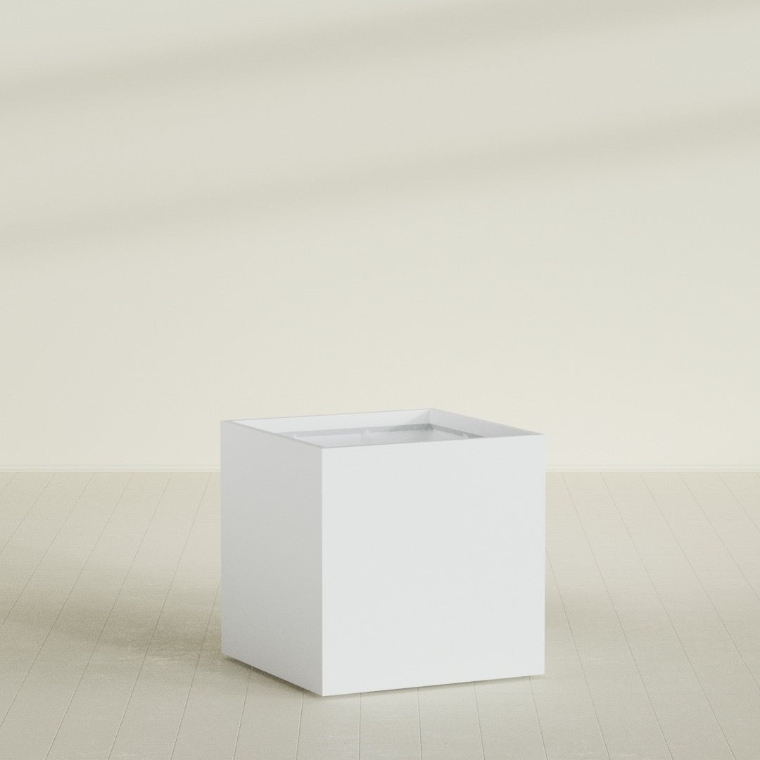 Montroy Large Cube Square Fiberglass Planter - 40 in x 40 in x 40 in - Gloss White - Gloss White,40 in x 40 in x 40 in