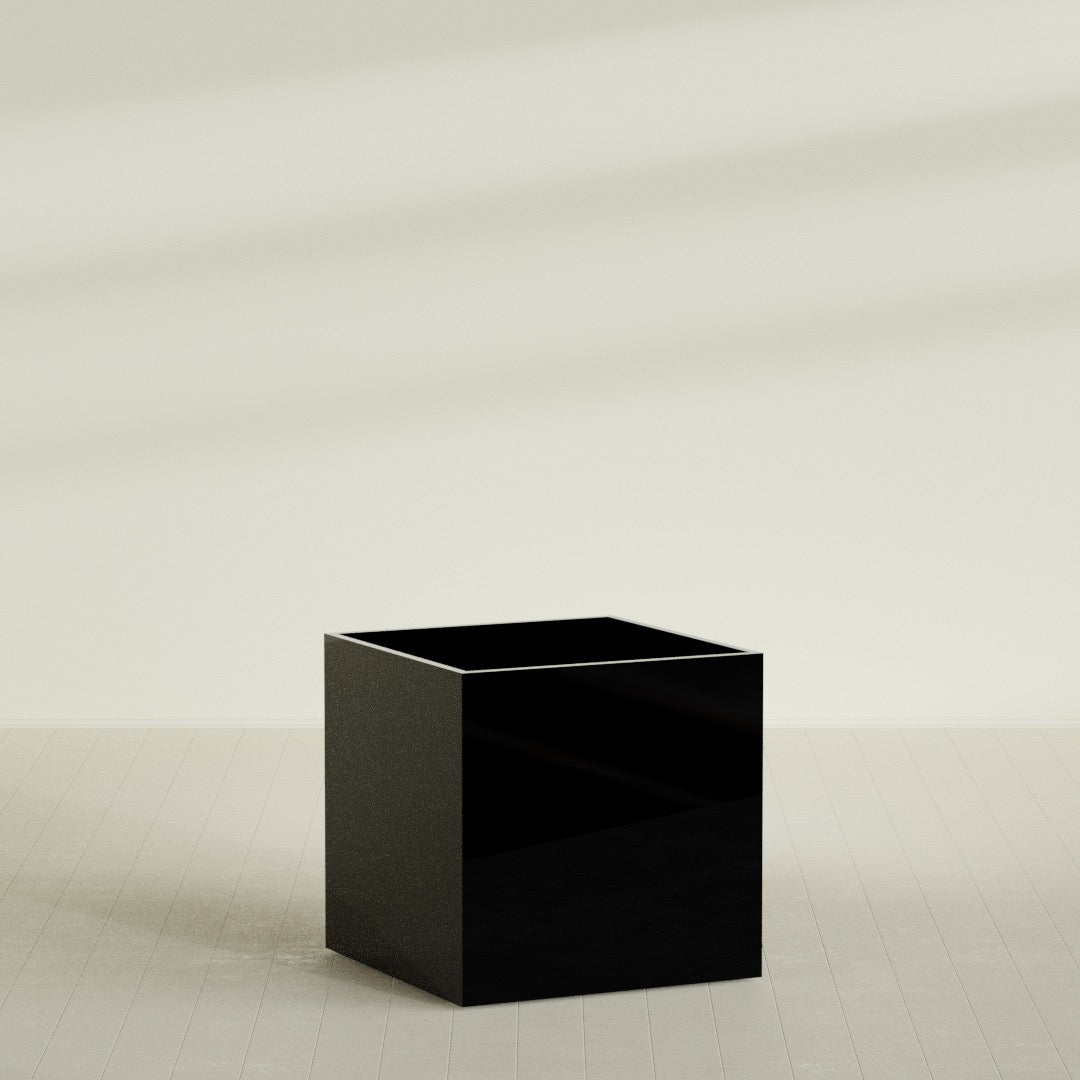 Montroy Extra Large Cube Square Fiberglass Planter - 48 in x 48 in x 48 in - Gloss Black - Gloss Black,48 in x 48 in x 48 in
