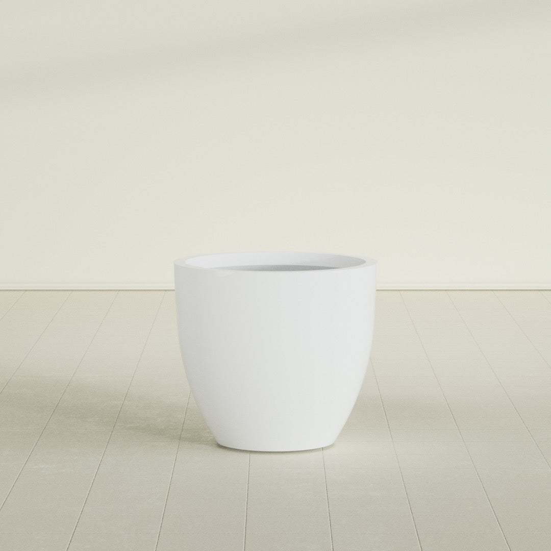 Wannsee Large Round Fiberglass Planter - 33 in x 33 in x 29 in - Matte White - Matte White,33 in x 33 in x 29 in