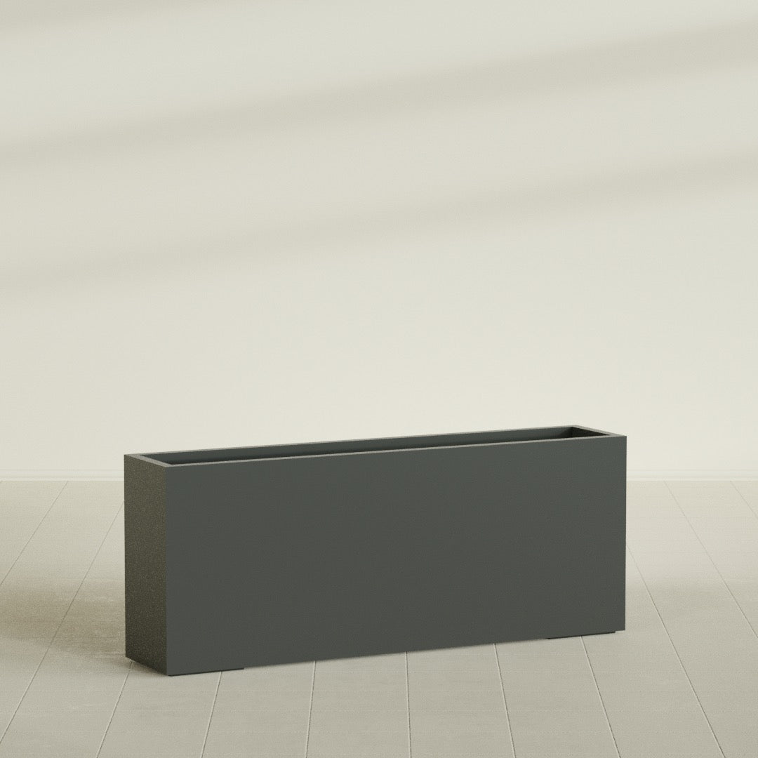 Hollywood Extra Large Narrow Rectangle Fiberglass Planter - 60 in x 12 in x 24 in - Matte Charcoal - Matte Charcoal,60 in x 12 in x 24 in