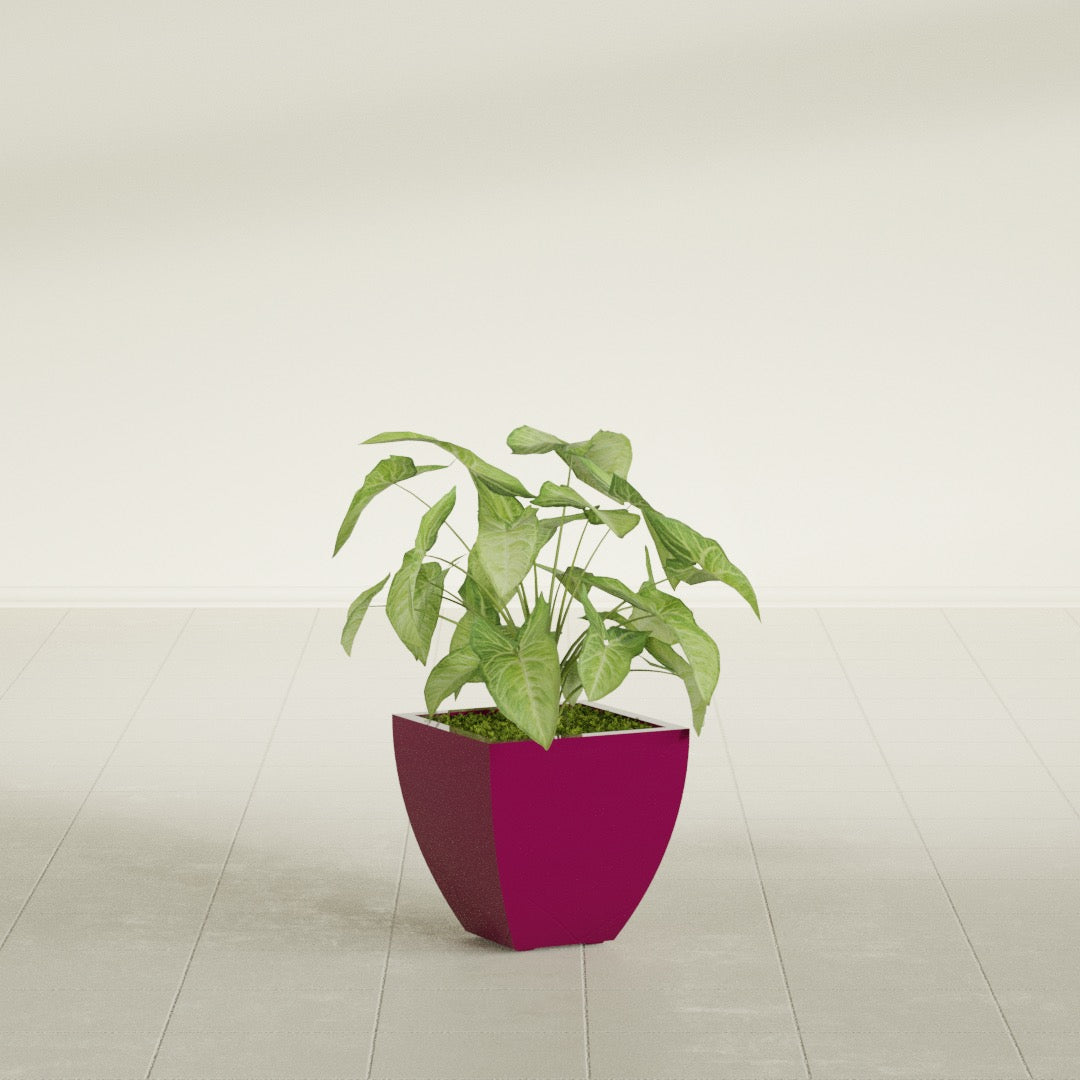 Lima Small Tapered Square Fiberglass Planter - 12 in x 12 in x 12 in - Gloss Eggplant - Gloss Eggplant,12 in x 12 in x 12 in