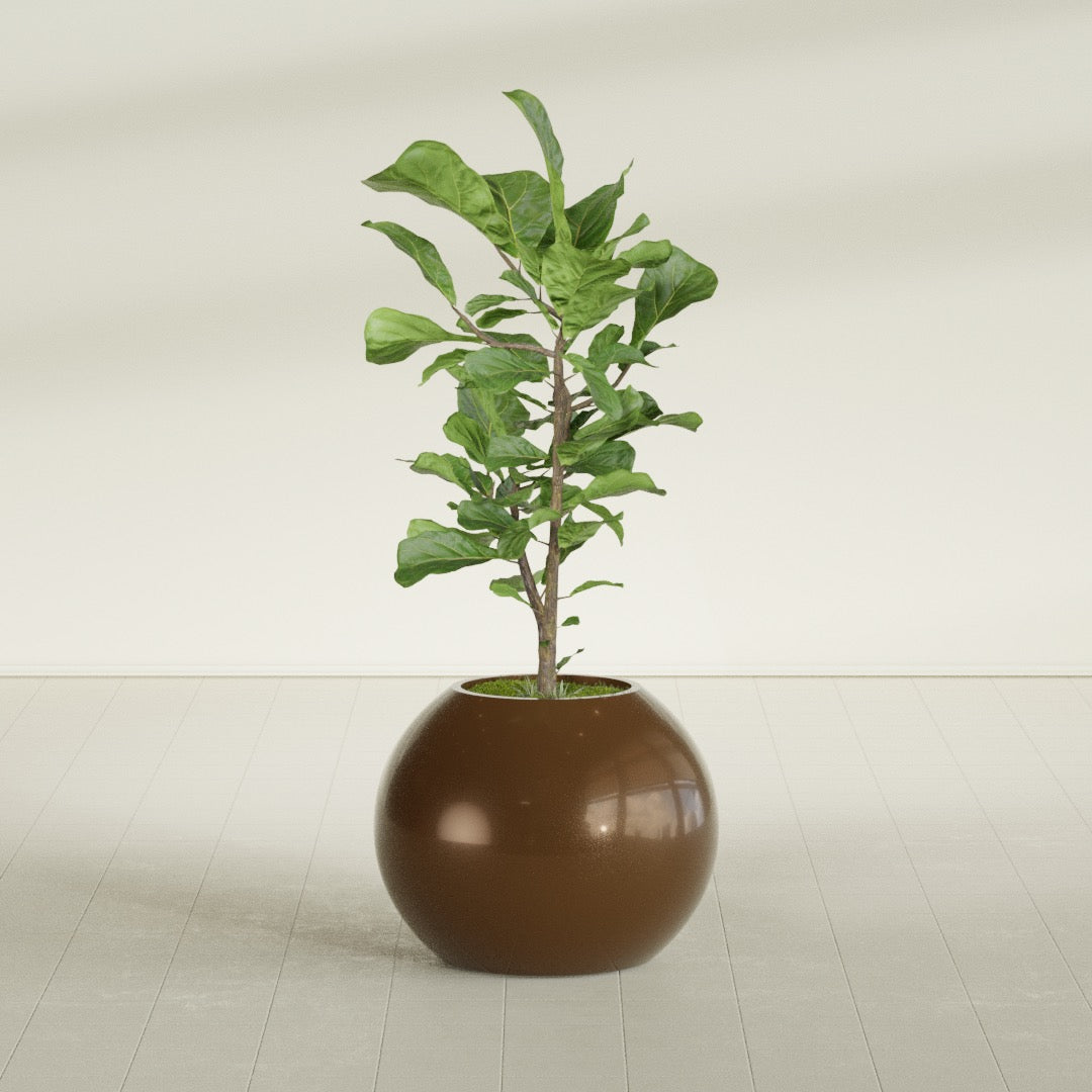 Globe Medium Sphere Fiberglass Planter - 24 in x 24 in x 19 in - Metallic Bronze - Metallic Bronze,24 in x 24 in x 20 in