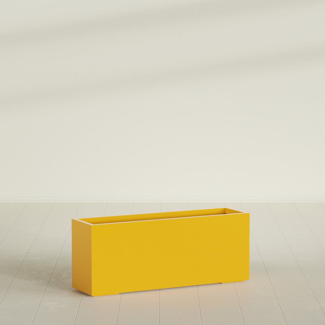 Tolga Extra Large Long Rectangle Fiberglass Planter - 60 in x 16 in x 24 in - Gloss Saffron - Gloss Saffron,60 in x 16 in x 24 in