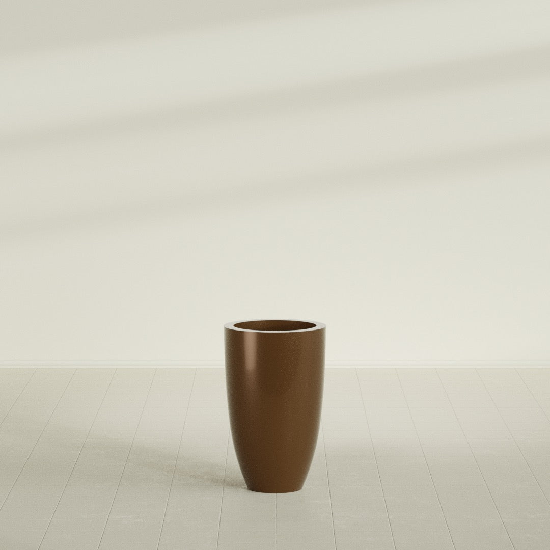 Brannan Medium Round Fiberglass Planter - 18 in x 18 in x 29 in - Metallic Bronze - Metallic Bronze,18 in x 18 in x 29 in
