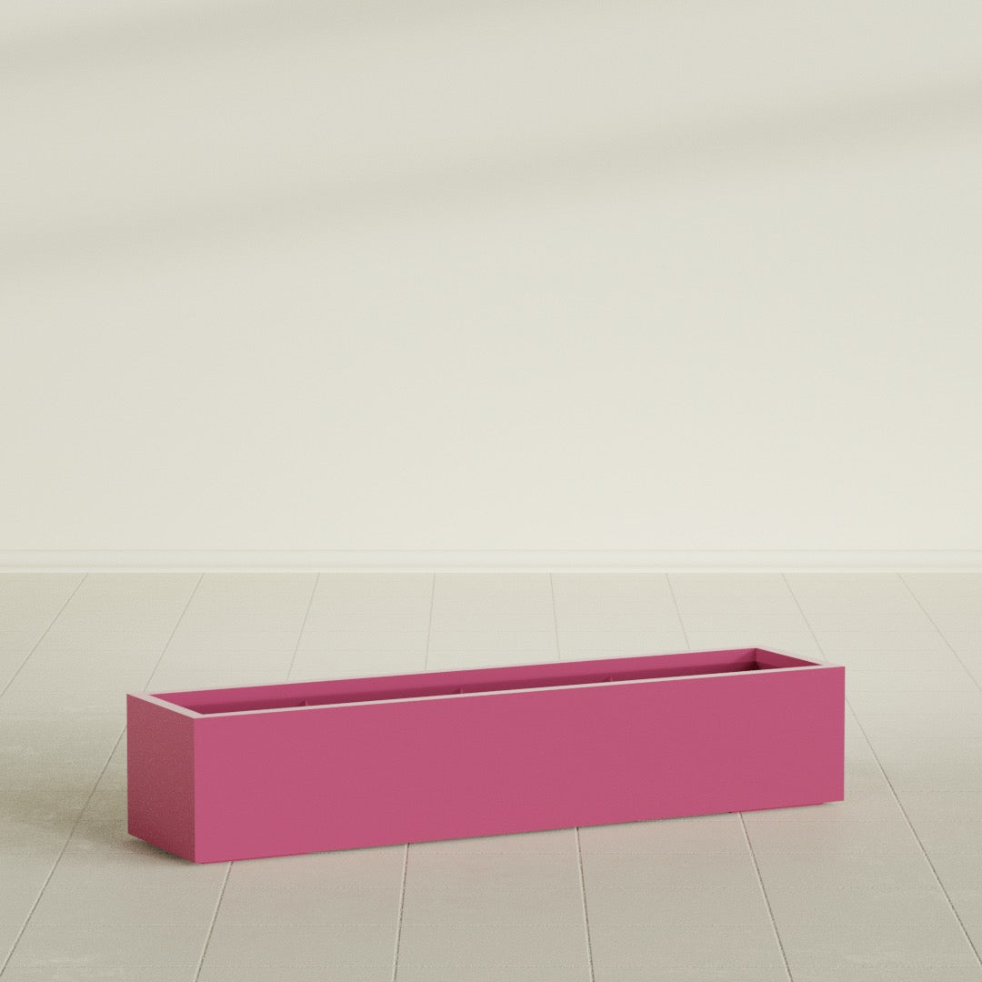 Cuba Extra Large Long Rectangle Fiberglass Planter - 60 in x 14 in x 12 in - Gloss Pink Violet - Gloss Pink Violet,60 in x 14 in x 12 in
