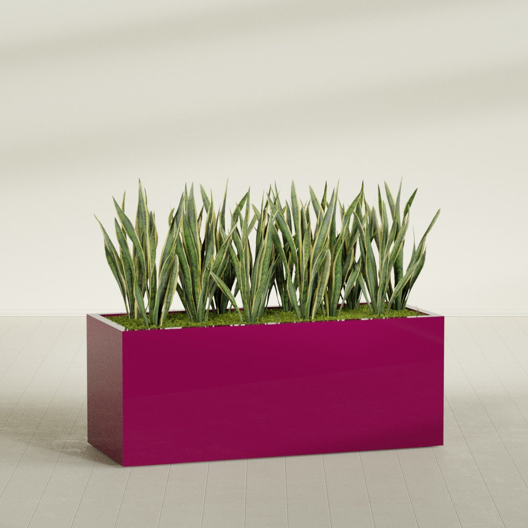 Granada Extra Large Long Rectangle Fiberglass Planter - 60 in x 24 in x 24 in - Gloss Eggplant - Gloss Eggplant,60 in x 24 in x 24 in
