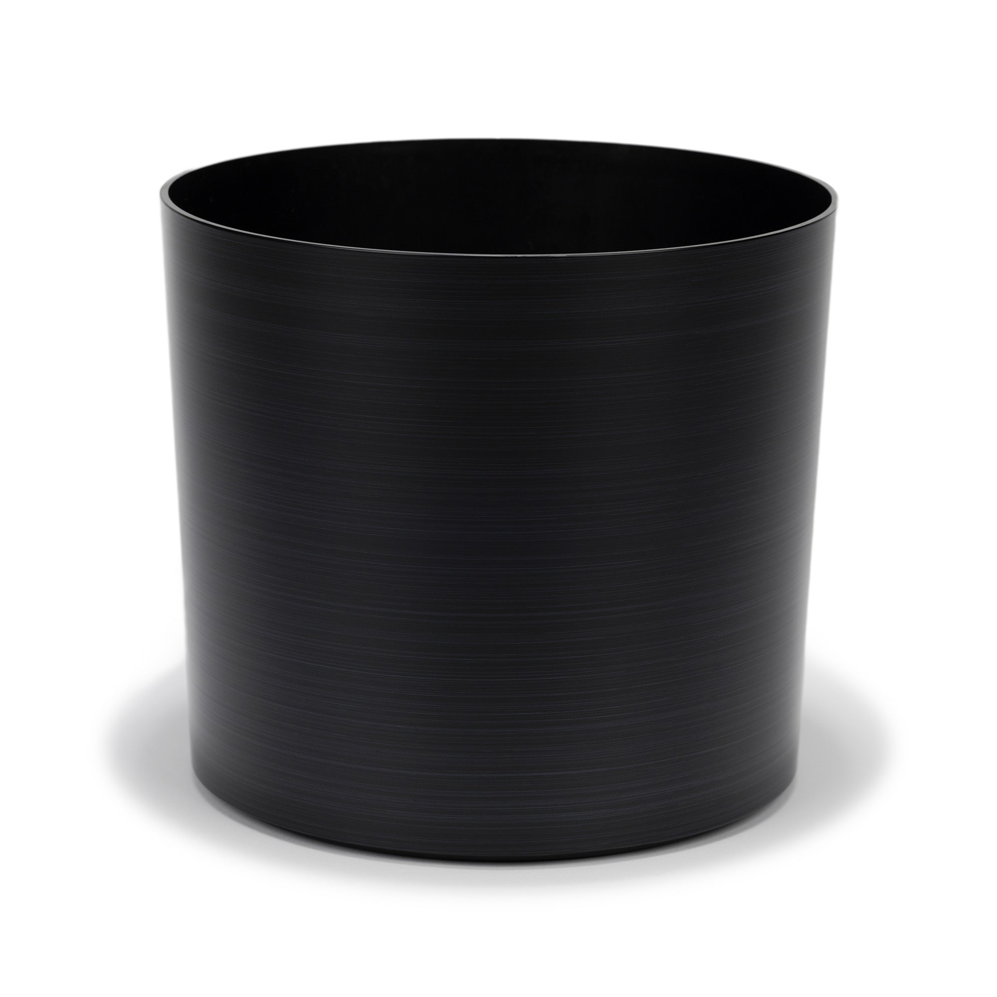 Small Round Metallic Plastic Planter - 10.5 in x 10.5 in x 10 in - Brushed Flat Black - Brushed Flat Black,10.5 in x 10.5 in x 10 in - Brushed Flat Black,10.5 in x 10.5 in x 10 in