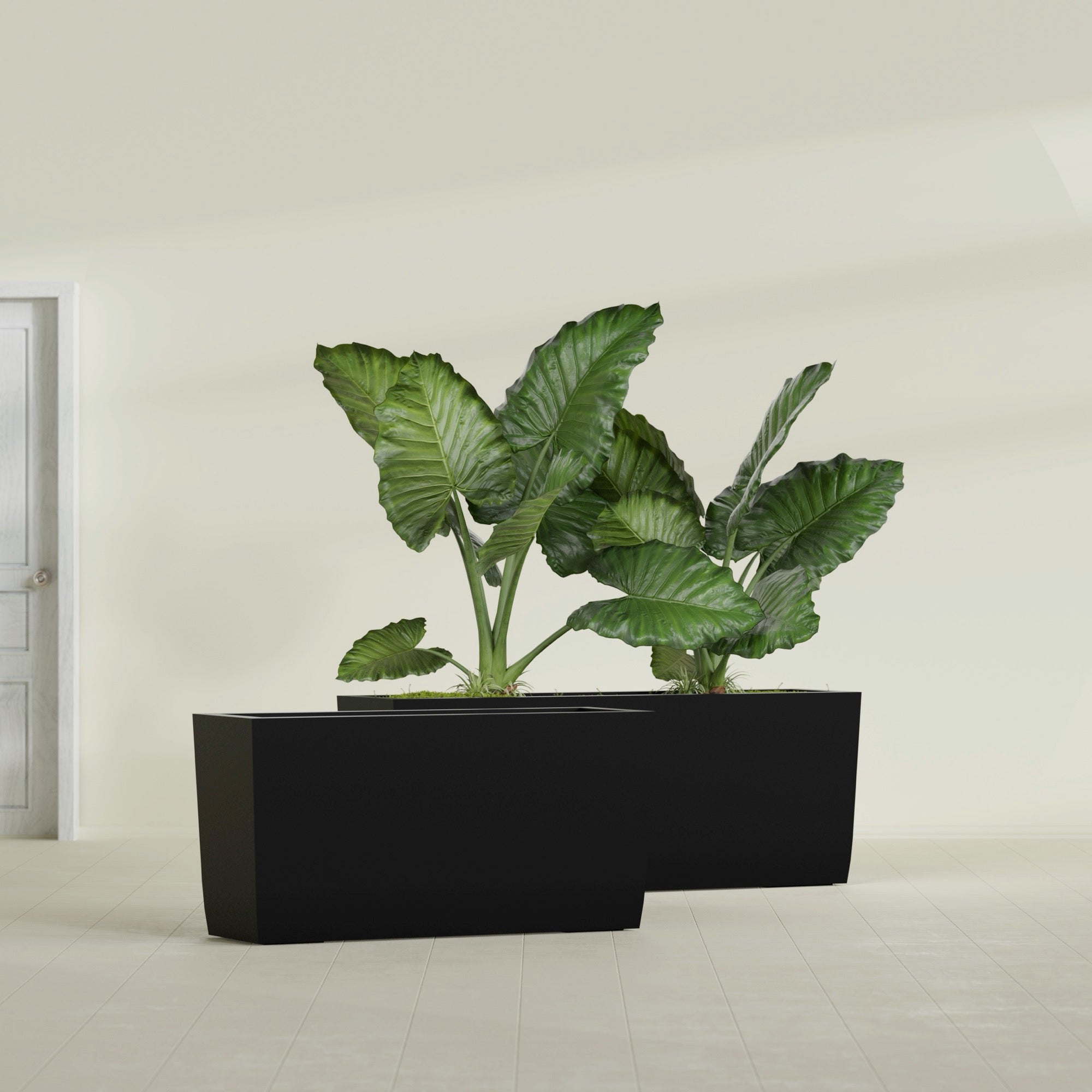 Panama Extra Large Long Rectangle Fiberglass Planter - 48 in x 12 in x 18 in - Matte Black - Matte Black,48 in x 12 in x 18 in