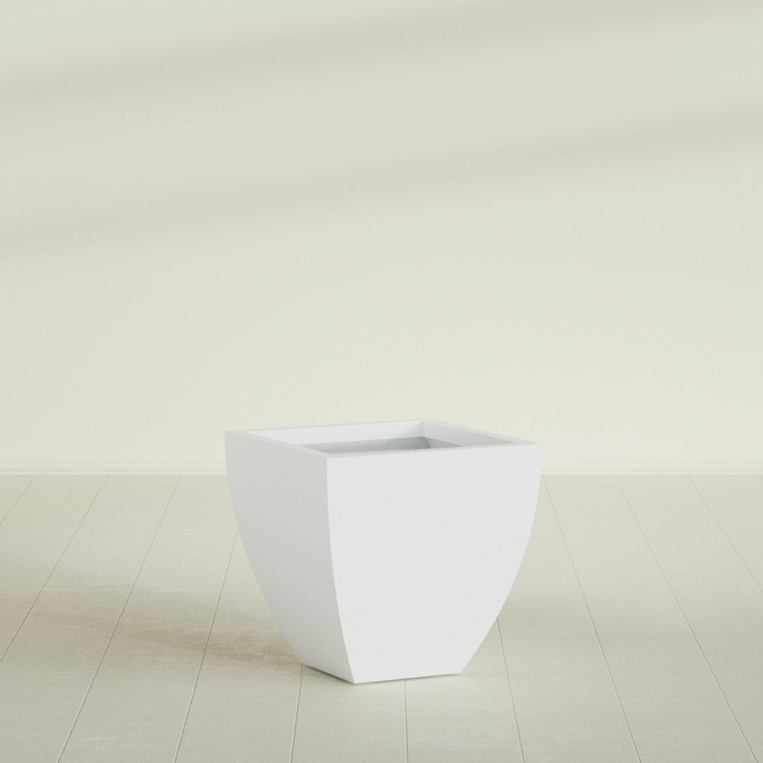 Lima Medium Tapered Square Fiberglass Planter - 24 in x 24 in x 24 in - Matte White - Matte White,24 in x 24 in x 24 in