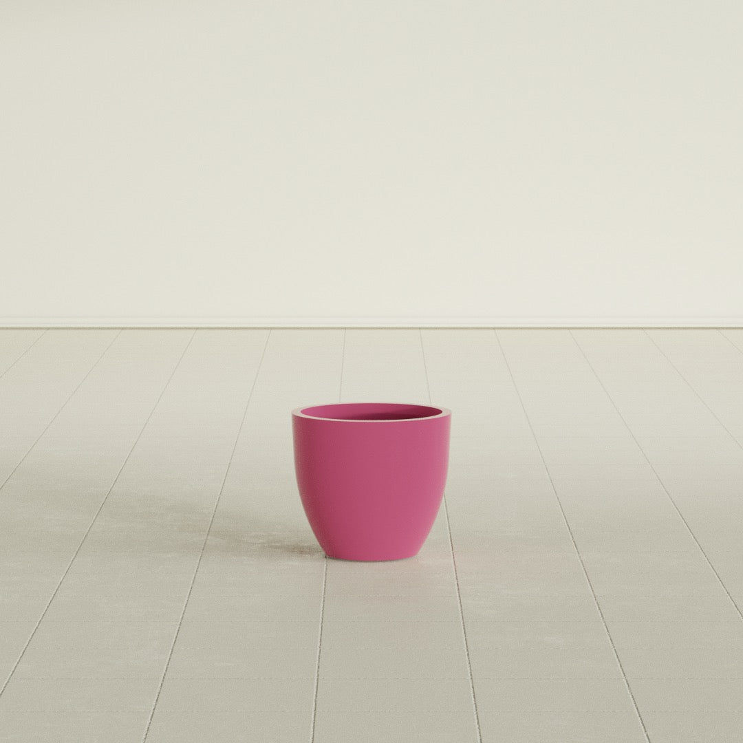 Wannsee Small Round Fiberglass Planter - 15 in x 15 in x 13 in - Gloss Pink Violet - Gloss Pink Violet,15 in x 15 in x 13 in