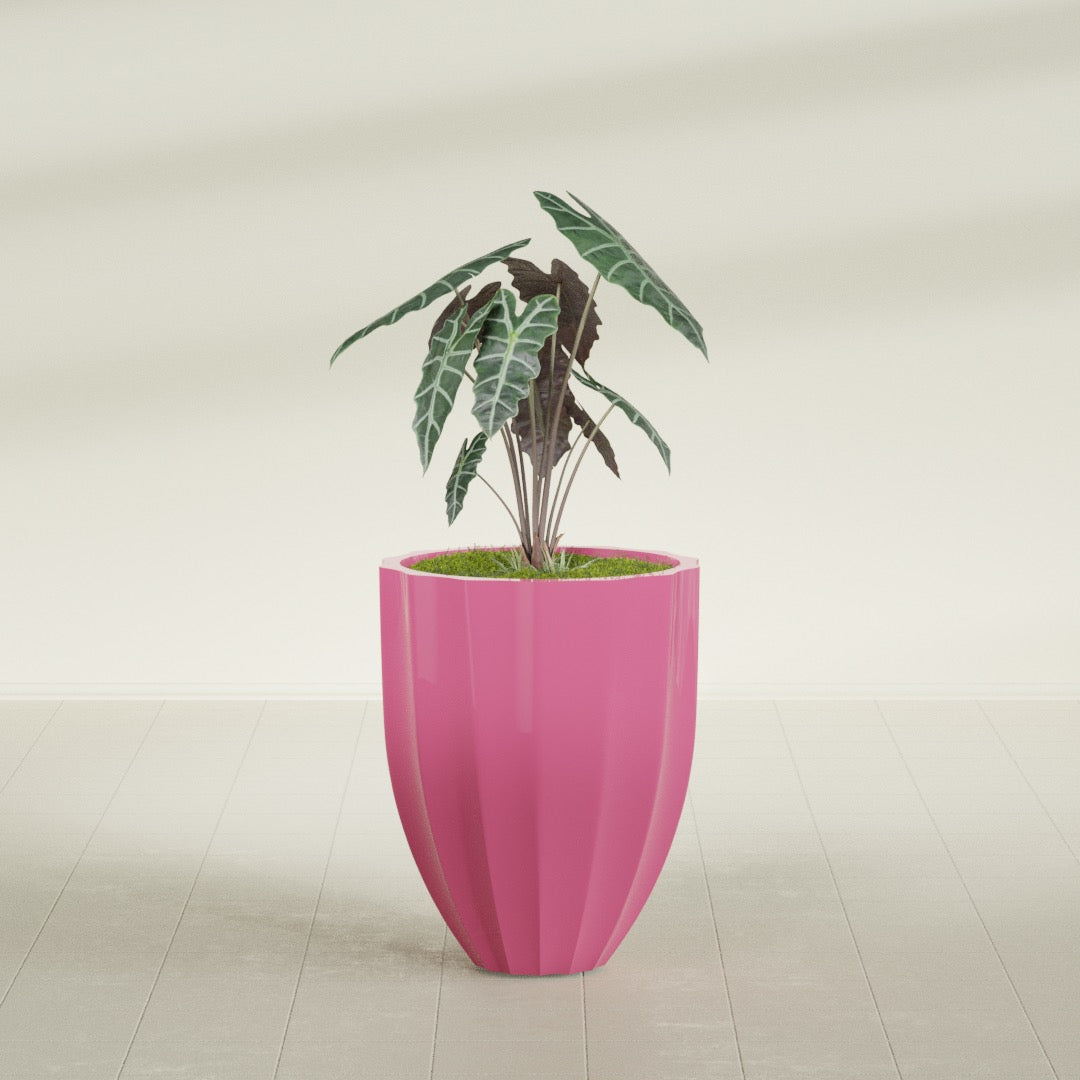Alicante Medium Round Fiberglass Planter - 22 in x 22 in x 27 in - Gloss Pink Violet - Gloss Pink Violet,22 in x 22 in x 27 in
