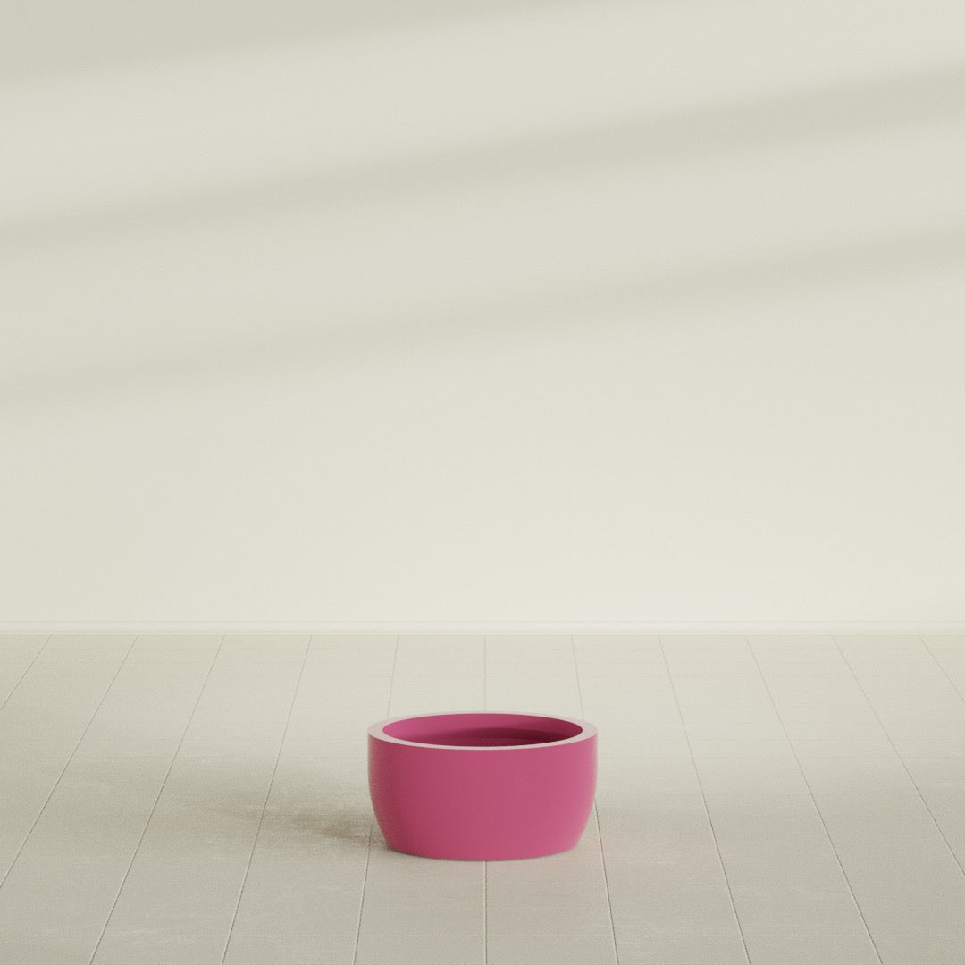 Casablanca Medium Round Low Bowl Fiberglass Planter - 20 in x 20 in x 10 in - Gloss Pink Violet - Gloss Pink Violet,20 in x 20 in x 10 in
