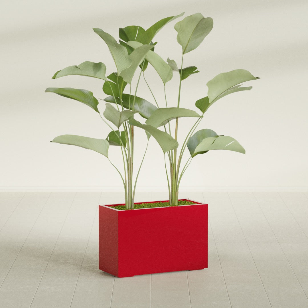 Tolga Large Rectangle Fiberglass Planter - 36 in x 16 in x 24 in - Gloss Red - Gloss Red,36 in x 16 in x 24 in