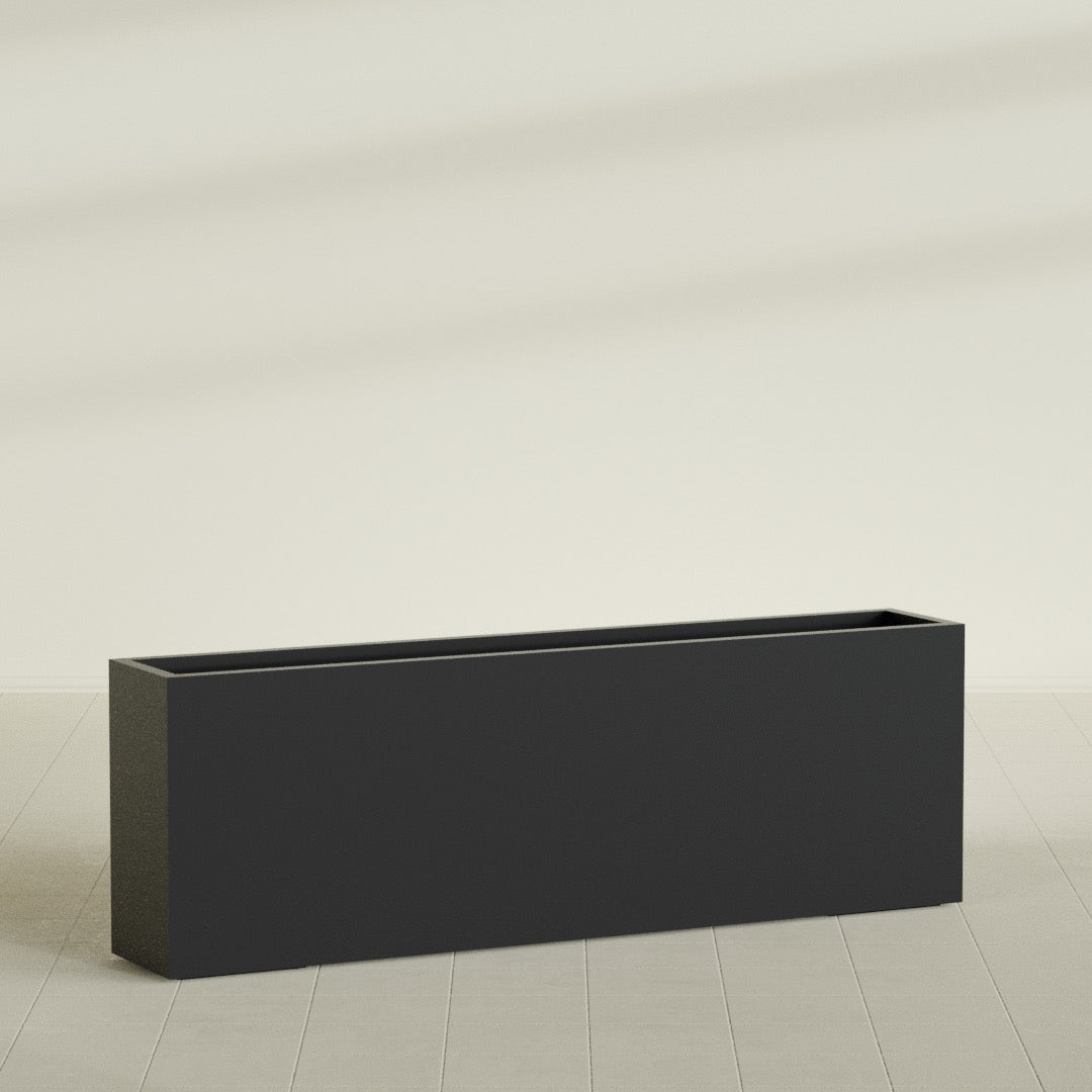 Hollywood Extra Large Narrow Rectangle Fiberglass Planter - 72 in x 12 in x 24 in - Matte Black - Matte Black,72 in x 12 in x 24 in