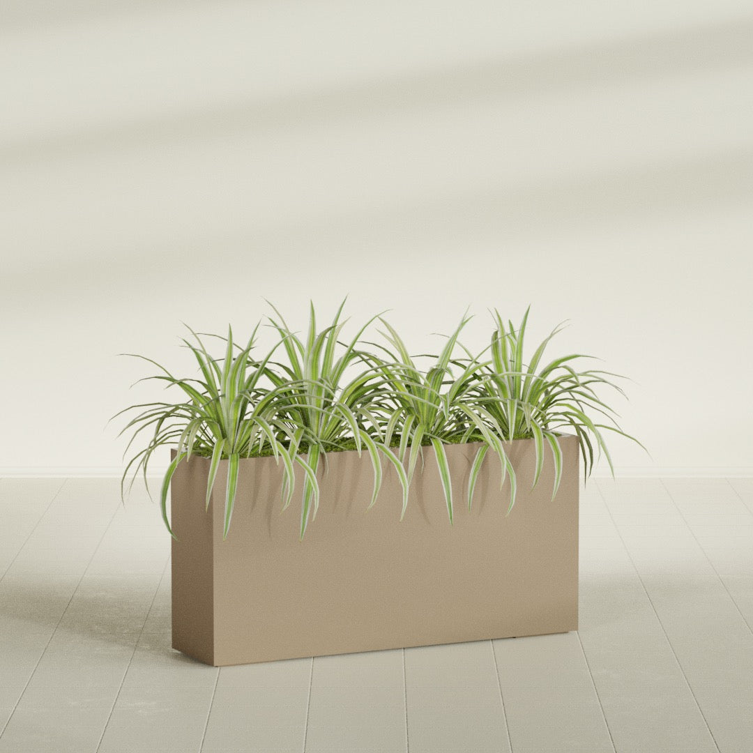 Hollywood Extra Large Narrow Rectangle Fiberglass Planter - 48 in x 12 in x 24 in - Metallic Gold - Metallic Gold,48 in x 12 in x 24 in