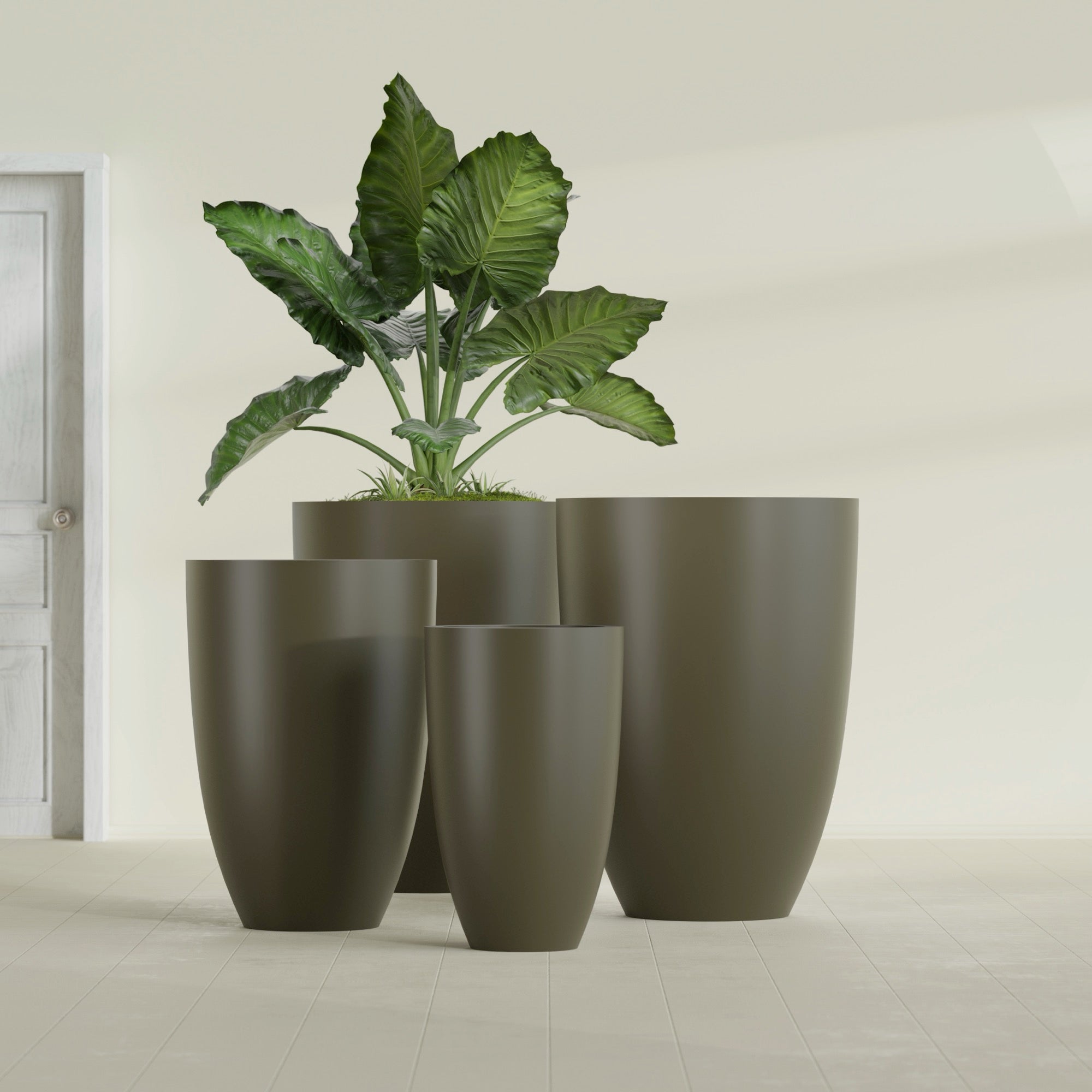 Brannan Large Round Fiberglass Planter - 30 in x 30 in x 41 in - Matte Bronze - Matte Bronze,30 in x 30 in x 41 in