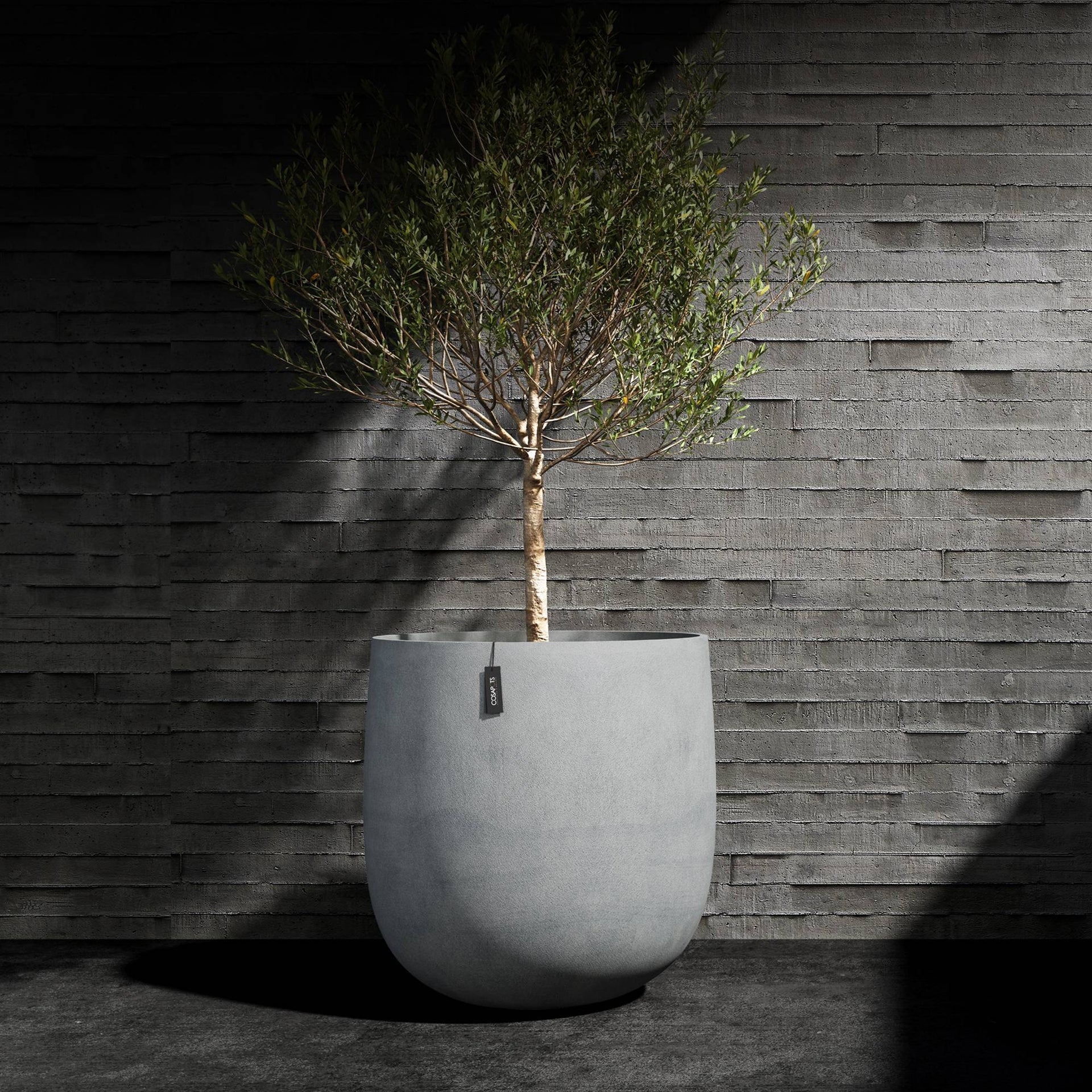 Mondo Large Planter – Brown Stone Finish – Fiberglass Indoor/Outdoor and Weather-Resistant Round Planter (39.5" D x 39.5" H Exterior, 37.8" D x 39.5" H Interior) - Brown Stone,39.3 in diam. x 39.3 in
