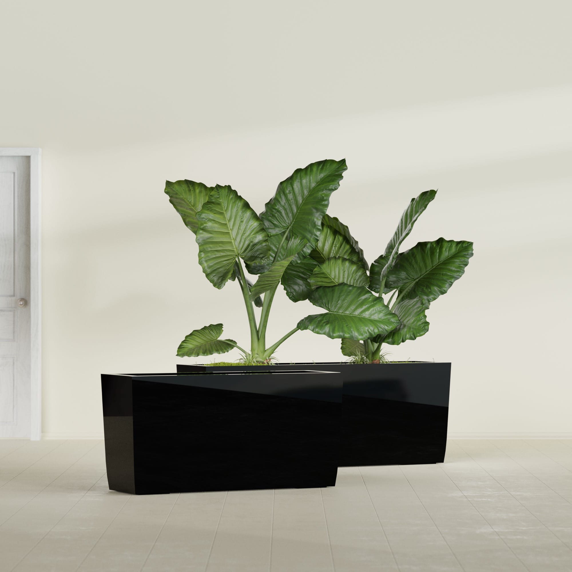 Panama Large Long Rectangle Fiberglass Planter - 36 in x 12 in x 18 in - Gloss Black - Gloss Black,36 in x 12 in x 18 in