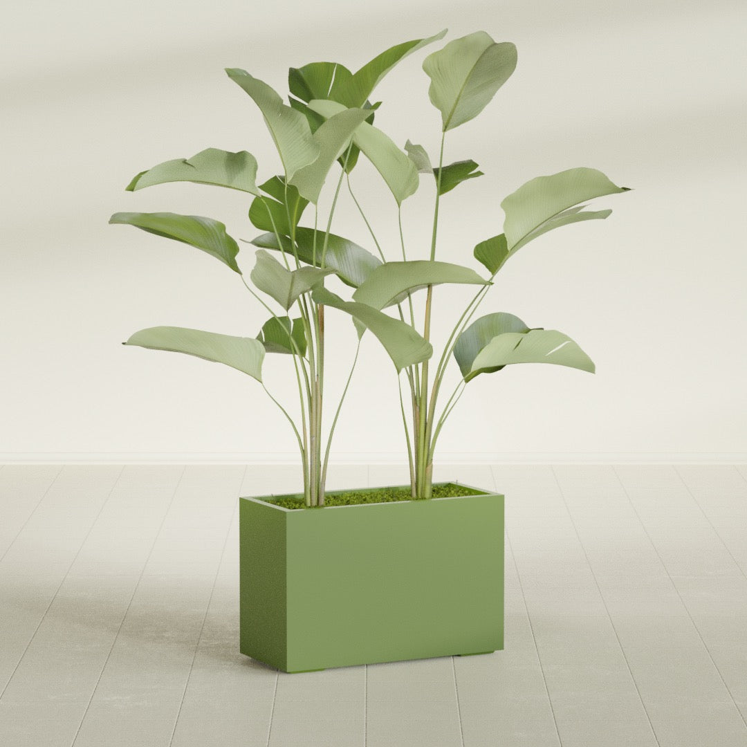 Tolga Large Rectangle Fiberglass Planter - 36 in x 16 in x 24 in - Satin Green - Satin Green,36 in x 16 in x 24 in