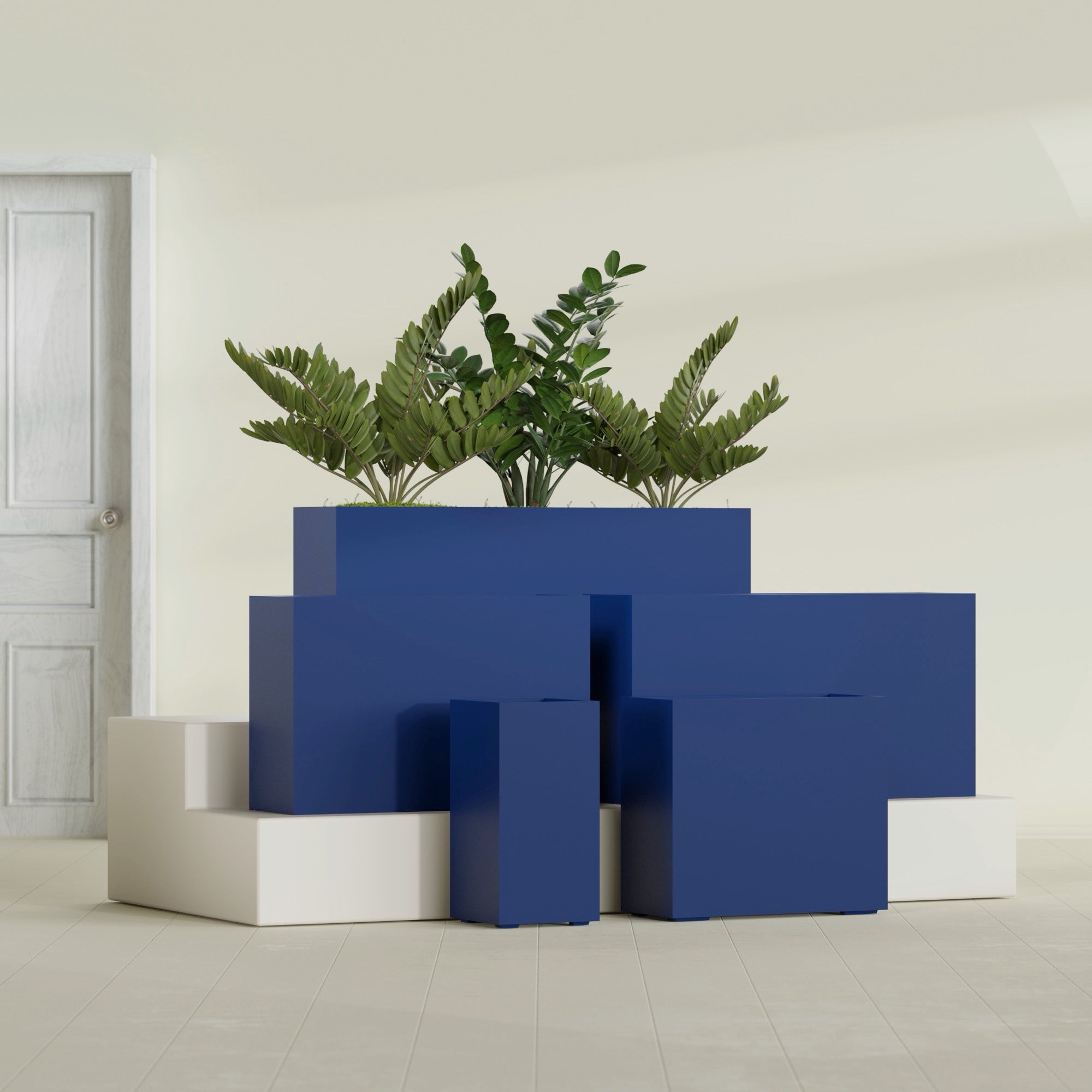 Potsdam Extra Large Long Rectangle Fiberglass Planter - 48 in x 16 in x 32 in - Matte Cobalt Blue - Matte Cobalt Blue,48 in x 16 in x 32 in