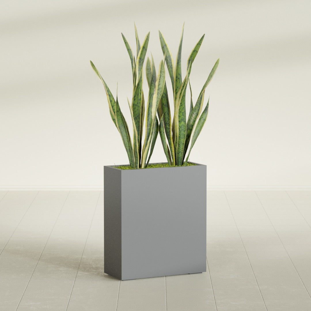 Perth Large Tall Rectangle Fiberglass Planter - 36 in x 16 in x 42 in - Metallic Gunmetal - Metallic Gunmetal,36 in x 16 in x 42 in