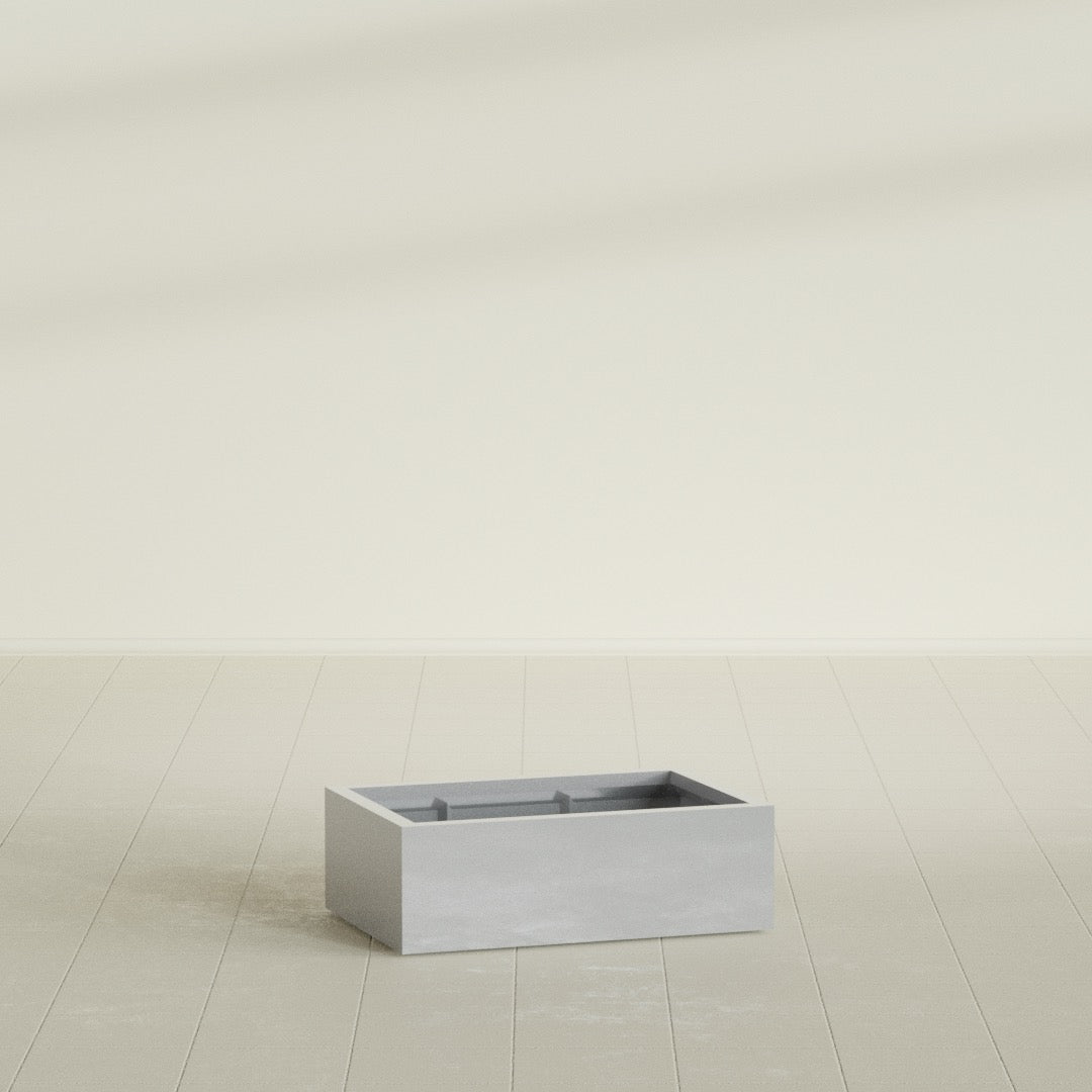 Antwerp Large Long Rectangle Fiberglass Planter - 36 in x 24 in x 12 in - Metallic Silver - Metallic Silver,36 in x 24 in x 12 in