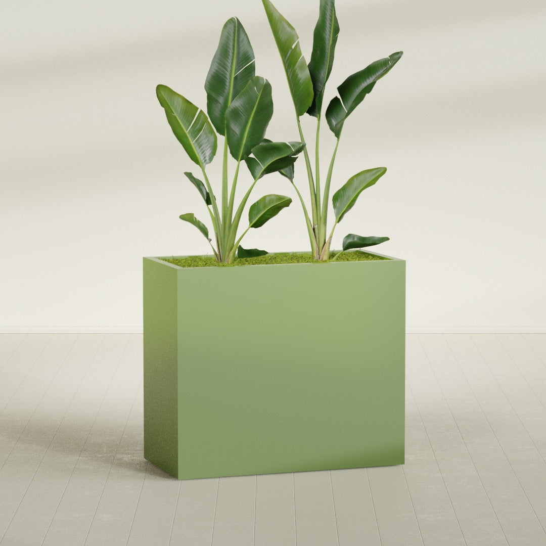 Darwin Extra Large Rectangle Fiberglass Planter - 48 in x 24 in x 42 in - Satin Green - Satin Green,48 in x 24 in x 42 in