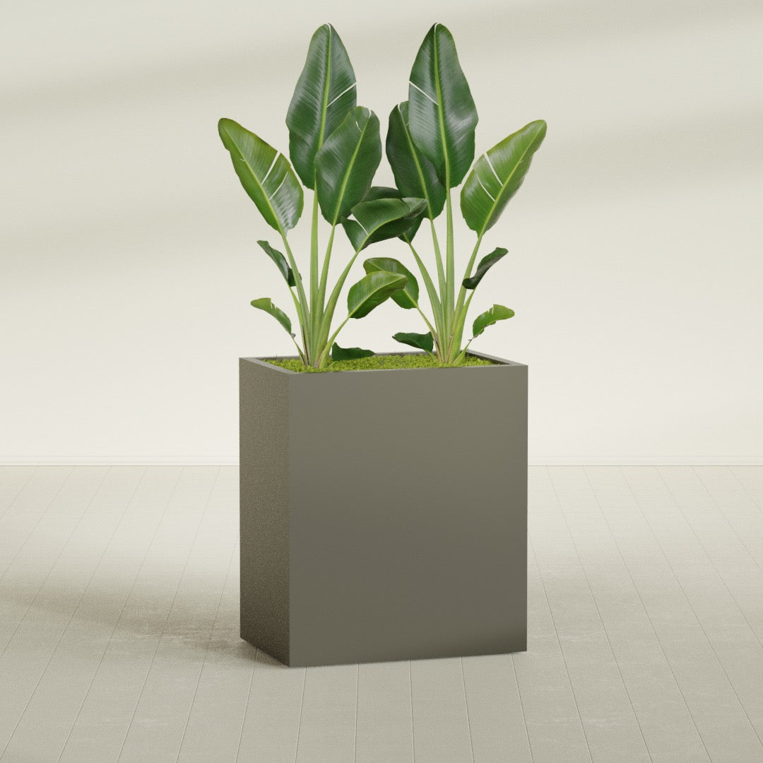 Darwin Large Rectangle Fiberglass Planter - 36 in x 24 in x 42 in - Matte Bronze - Matte Bronze,36 in x 24 in x 42 in