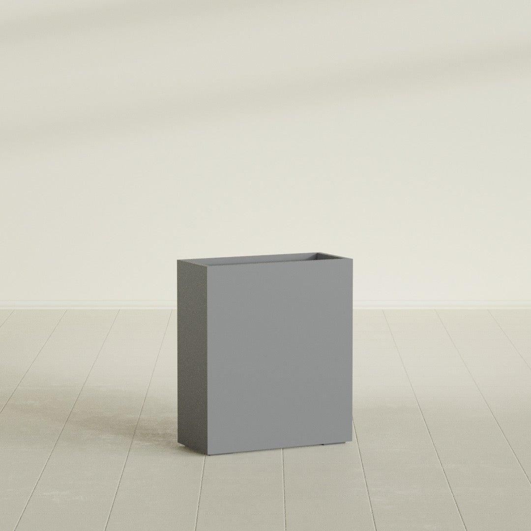 Perth Large Tall Rectangle Fiberglass Planter - 36 in x 16 in x 42 in - Metallic Gunmetal - Metallic Gunmetal,36 in x 16 in x 42 in