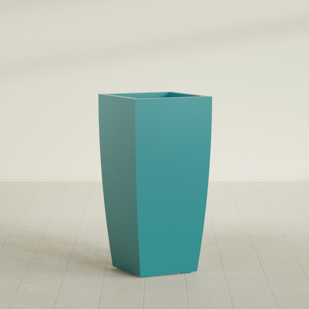 Toulan Large Tall Tapered Square Fiberglass Planter - 20 in x 20 in x 42 in - Satin Sea Foam - Satin Sea Foam,20 in x 20 in x 42 in