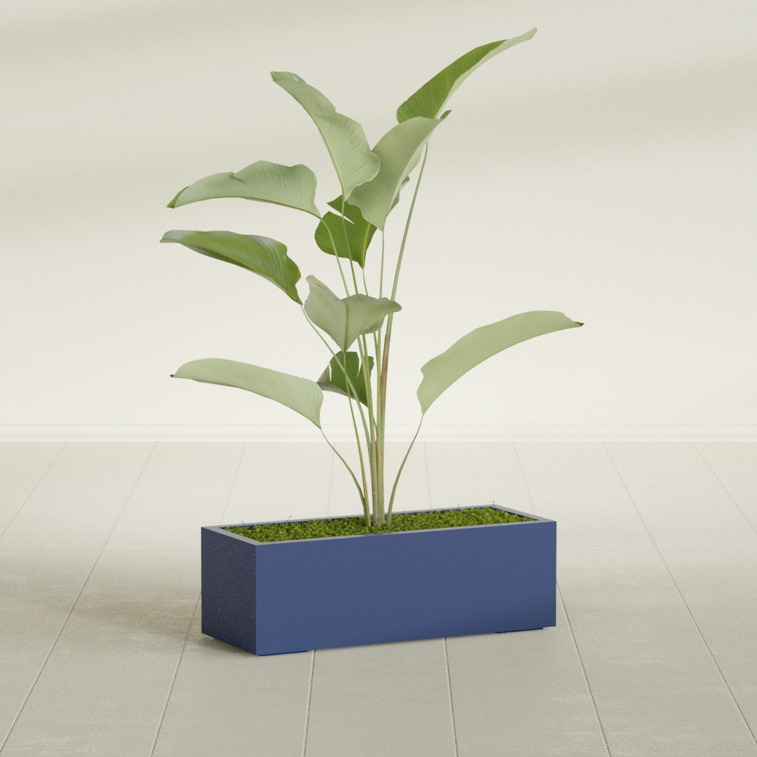 Cuba Large Long Rectangle Fiberglass Planter - 36 in x 14 in x 12 in - Matte Cobalt Blue - Matte Cobalt Blue,36 in x 14 in x 12 in
