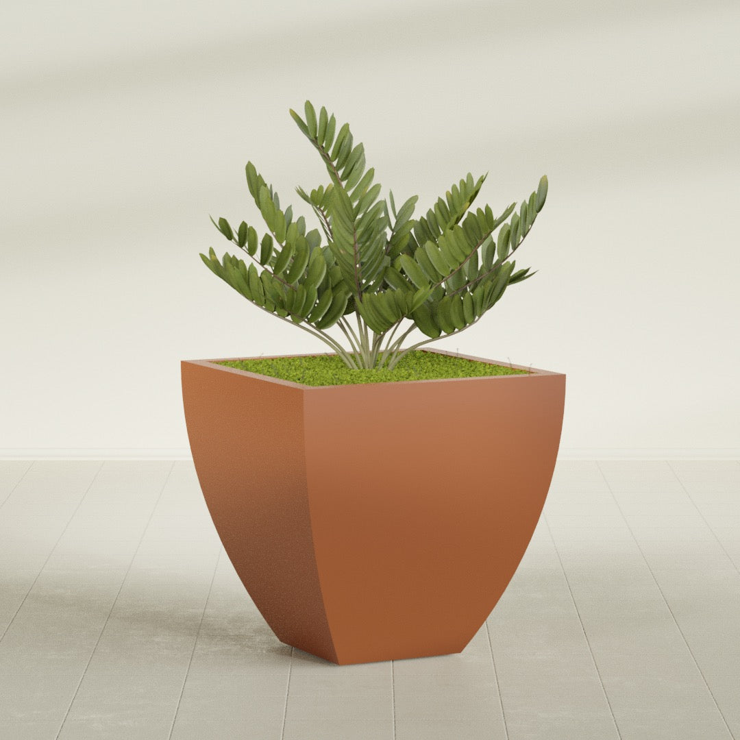 Lima Large Tapered Square Fiberglass Planter - 30 in x 30 in x 30 in - Matte Terracotta - Matte Terracotta,30 in x 30 in x 30 in