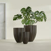 Alicante Medium Round Fiberglass Planter - 22 in x 22 in x 27 in - Matte Brown - Matte Brown,22 in x 22 in x 27 in