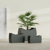 Seoul Extra Large Curved Abstract Fiberglass Planter - 48 in x 20 in x 36 in - Matte Charcoal - Matte Charcoal,48 in x 20 in x 36 in
