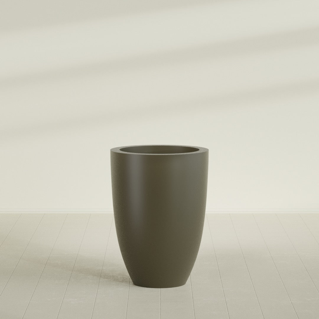 Brannan Large Round Fiberglass Planter - 30 in x 30 in x 41 in - Matte Bronze - Matte Bronze,30 in x 30 in x 41 in