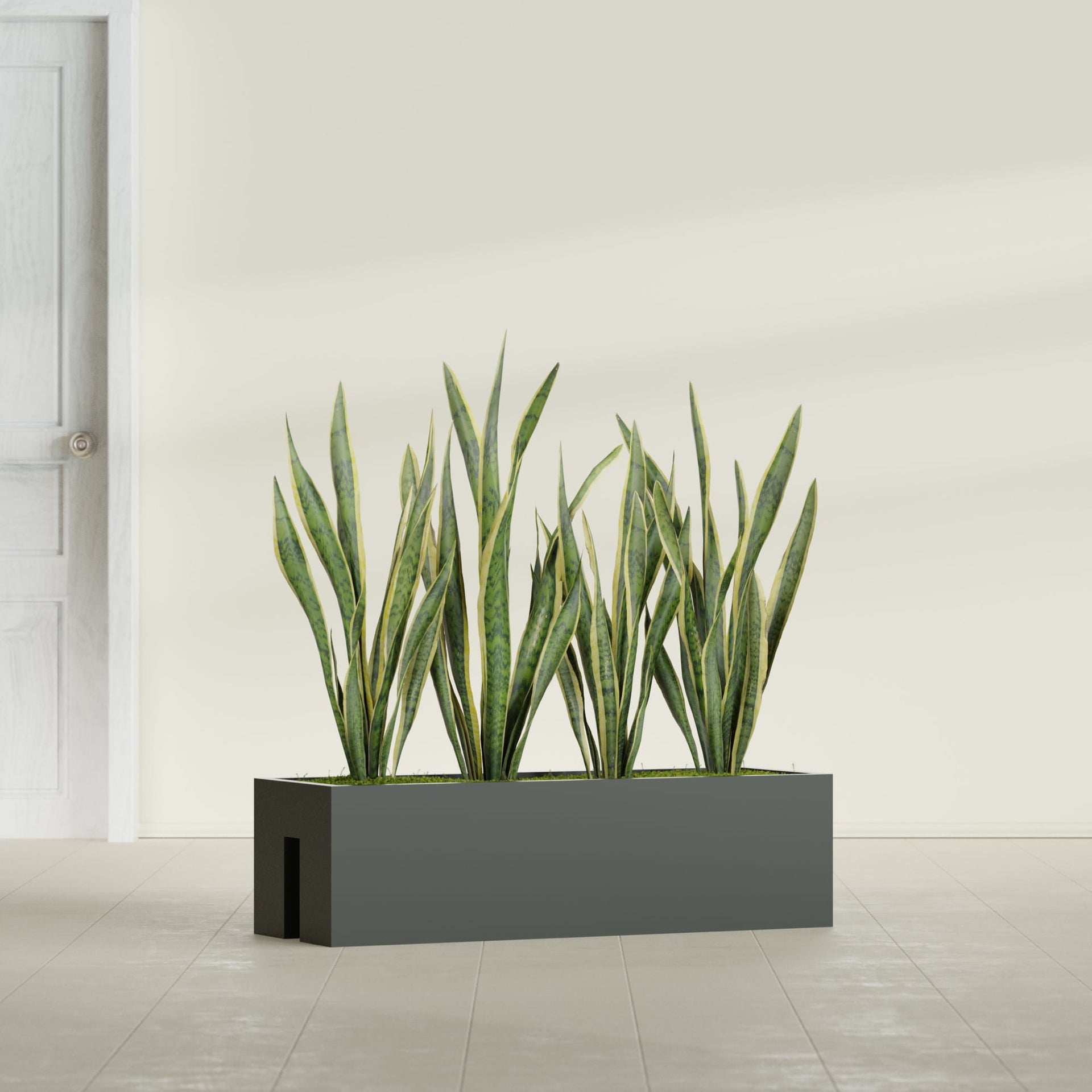 Tiergarden Large Long Over The Railing Rectangle Fiberglass Planter - 36 in x 12 in x 10 in - Matte Charcoal - Matte Charcoal,36 in x 12 in x 10 in